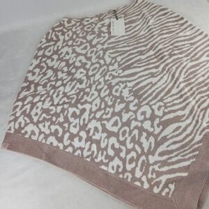 Barefoot Dreams CozyChic Ultra Lite Ocean Breeze Poncho Animal Faded Rose NEW
